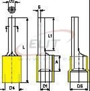 Pin Terminal w. Collar Pin g, 4..6mm² 600V, -25..75°C, PVC, brass, 100stk/pck, gelb