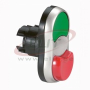 Drucktaster Osmoz, Doppelkopf| grün I, rot O projizierter, ø22.5mm, Metalllünette, IP66/69K, Legrand