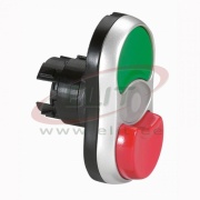 Drucktaster Osmoz, Doppelkopf| grün I, weiß Leuchtmelder, rot O projizierter, ø22.5mm, Metalllünette, IP66, Legrand