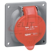 Panel Mount Socket Hypra, 3P+E 32A 415VAC, plastic, IP44