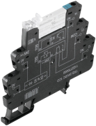 Relay Coupler TRS, 1CO 6A 250V, cv 24VDC, LED green ^free-wheel diode ^reverse polarity protection, W6.4mm, TS35