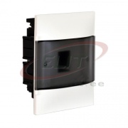 FM Distribution Box Practibox S, 4M, 40A 230/400VAC, PEN 4+4| 1.5..16mm², 184x215x100, IP40 IK07 cl.II, white with smoked transparent door, Legrand