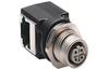 Bulkhead Adapter, M12 to RJ45, IP20 » IP67, cat.5e, right angle, 4A 32V