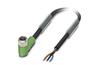 Sensor/actuator Cable SAC-3P-5.0-PUR/M8FR, M8 90° 3pin socket », 4A 48VAC/ 60VDC, -25..90°C, L5m PUR cable, IP68, Phoenix, black