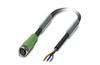 Sensor/actuator Cable SAC-3P-1.5-PUR/M8FS, M8 3pin socket », 4A 48VAC/ 60VDC, -25..90°C, L1.5m PUR cable, IP68, Phoenix, black