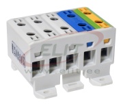 Universal Terminal Block Al/Cu UK16/3x1A^1N^1PE, 5P (5x 2holes) 1.5-16mm² 75/82A 1000VAC/ 1500VDC, Hex4 1.5Nm 1.5mm² ^3.5Nm 2.5..6mm² ^7Nm 10..16mm², TS35 ^panel mount, grey^blue^yegr