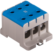 Tapping Terminal Block Al/Cu UK95/3N, 1P (6holes) 16-95mm² 440/490A 1000VAC/ 1500VDC, Hex6 12N 6..25mm²/ 22Nm 35..95mm², TS35/ panel mount, blue