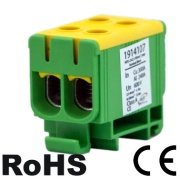 Anschlussklemmenblock Al/Cu UK50/2PE, 1P (2-fach) 2.5-50mm² 145/160A, Hex5 4Nm 2.5..4mm², 12Nm 6..50mm², TS35, MaxPRO, gelbgrün