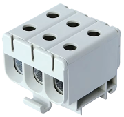 Universal Terminal Block Al/Cu UK50/3x1A, 3P (2holes) 2.5-50mm² 145/160A 1000VAC/ 1500VDC, Hex5 4Nm 2.5..4mm² ^12Nm 6..50mm², TS35, grey