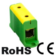 1914126 « Universal Terminal Block Al/Cu UK150/1PE, 1P (2holes) 35-150mm² 290/320A 1000VAC/ 1500VDC, Hex6 14Nm 25..50mm²/ 35Nm 70..150mm², TS35/ panel mount, MaxPro, yegr