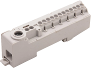L-leiterklemme A14-S, 12x1.5/2.5mm² Plug-in, 2x2.5/4mm² Plug-in, 1x16/25mm² Schraubklemme| 3Nm, 80A 690V, Fingersicher, TS35, grau
