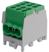 Main Terminal Al/Cu HLAK 25-1/4 M2, 2x 25/16mm²/ 4x 16/10mm², 130/100A 1000VAC/DC, 2.5/2Nm, TS35, green