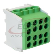 Hauptklemme Al/Cu HLAK 25-1/6 M2, 2x 25/16mm²/ 6x 16/10mm², 130/100A 1000VAC/DC, 2.5/2Nm, TS35, Pollmann, grün