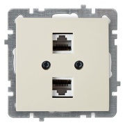 Fassung Touran, mech.| 2x RJ45 cat.5e, flush mount, Nilson, dunkelbeige