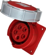 PM Industrial Flange Socket, 3P+N+E 16A 415VAC, straight, IP67, MaxPro, rot