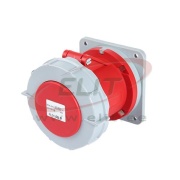 PM Industrial Flange Socket, 3P+N+E 63A 415VAC, straight, IP67, MaxPro, red