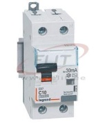 Residual Current Operated Circuit Breaker DX³, 1C+N 10A 230VAC 10kA, 30mA Typ AC, N right hand, 2M, Legrand