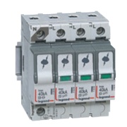 Surge Arrester, 4P, T2, Uc 320VAC, discharge current (8/20μs)| Imax 20kA ^In 5kA, 4..35mm², TT/TNS