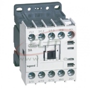 Mini Contactor CTXmini, 4kW 9/20A 3x400VAC, 1NO 10A 240VAC, cv 24VDC, TS35, panel mount, Legrand