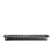 Cable Management Panel 19-in., 1U w. metal cover, schwarz