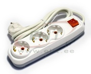 Multi-Outlet Extension Quattro, 3x 2P+E Schuko 3600W 16A 250VAC, switch, 2m cable 3x 1.5mm², weiß