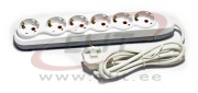 Multi-Outlet Extension Quattro, 6x 2P+E Schuko 3600W 16A 250VAC, 3m cable 3x 1.5mm², weiß