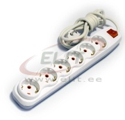 Multi-Outlet Extension Quattro, 6x 2P+E Schuko 3600W 16A 250VAC, switch, 3m cable 3x 1.5mm², weiß