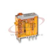 Relais 46.52, 2CO (DPDT) 8/15A 250/440VAC, cv 230VAC, Blockierbare Prüftaste, mechanische Anzeige, LED, 5mm Stiftabstand, Leiterplattenmontage, TS35 Fassung (97.P2/02/52)