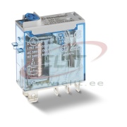 Relais 46.61, 1CO (DPDT) 16/25A 250/440VAC, cv 48VDC, Blockierbare Prüftaste, mechanische Anzeige, 5.2mm Stiftabstand, Leiterplattenmontage, TS35 Fassung (97.P1/01/51)