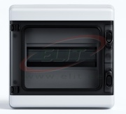 SM Distribution Box VORTEX, 8M, 1500VAC/DC, PEN 8^8, 209x215x98mm, PC/ABS, -25..60°C, UV-stable, HF, cl. II, IP65 IK10, MaxPro, transparent, grey