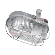 Luminaire OVAL 100, 75W E27, grey PP, transparent glass cover, steel mesh, IP44, MaxPro