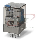 Relais 60.13, 3CO (3PDT) 10/20A 250/400VAC, cv 24VDC, Blockierbare Prüftaste, mechanische Anzeige, 11pin plug-in, TS35 sockets (90.03/21/23/27/83.3)