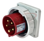 PM Industrial Flange Inlet, 3P+N+E 16A 415VAC, IP67, MaxPro, rot