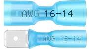 Flachsteckhülsen Con vv 6.3 ^Flachstecker Con mh 6.3, Satz, vollständig wärmeschrumpfisoliert, 1.5..2.5mm² 300V, 0.8x6.3mm| 638, -25..75°C, Polyolefin, 50stk/pck, blau