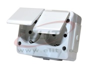 SM Fassung Nortic, 2x 2P+E Schuko tamperproof, 16A 250VAC, plug-in clamp, IP44, weiß