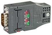 PB FC RS485 Plug 180, PB-plug w. fast connect connector and axial cable, outlet f. industry PC, Simatic OP, OLM, transmission rate: 12Mbit/s, terminating resistor w. separating function, plastic housing, Siemens