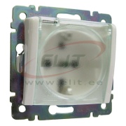 Socket Valena, mech.| 2P+E Schuko w. flap ^shutters, 16A 250VAC, 2.5mm² screw clamp, IP44, white