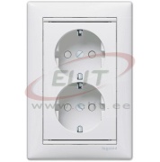 FM Fassung Valena, 2x 2P+E Schuko w. shutters, 16A 250VAC, 2.5mm² Schraubklemme, inkl. frame, mount in 1gang Ø60mm box, weiß