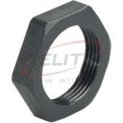 Locknut Synthetic, M16x1.5, wrench 22mm, thread 5.5mm, -40..100°C, glass fiber reinforced polyamide, HF, Agro, schwarz