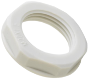 Locknut w. Flange Synthetic, M12x1.5, wrench 17mm, thread 5mm, -30..100°C, PA6, HF, light grey