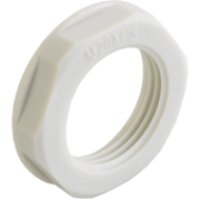 Locknut w. Flange Synthetic, M40x1.5, wrench 48mm, thread 8.4mm, -30..100°C, PA6, HF, light grau