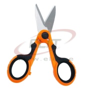 Electrician´s Scissors TU, serrated cutting blade, Draht cutting notch, 40CR13, PVC, orange