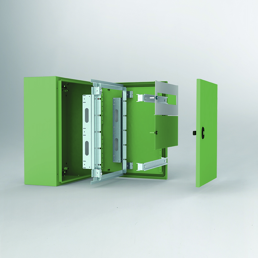 Chassis ECMI, 3x 16M, 400Wx500H, inkl. Rahmen, modularen Paneelen, Zinkpassiviert TS35, Zubehör, C3| Epoxidharzschicht, grau