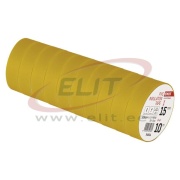 Insulating Tape, 15mm x 10m, dielectric strength 40kV/mm, PVC, UV resistant, water resistant, -25..90°C, yellow