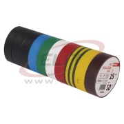 Insulating Tape, 15mm x 10m, dielectric strength 40kV/mm, PVC, UV resistant, water resistant, -25..90°C, 10 pcs. mix