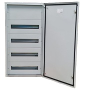 Aufputz-Verteiler JXJ, 4x 18TE, 80A 400VAC, 450x870x140mm, oben, unten Kabeleinführungsplatten, Stahlblech verzinkt, -5..40°C, 4x FL21, Jumax JXJ 72-18, IP44 IK10, MaxPro, kieselgrau