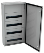 Aufputz-Verteiler JXJ, 4x 24TE, 125A 400VAC, 550x870x140mm, oben, unten Kabeleinführungsplatten, Stahlblech verzinkt, -5..40°C, 4x FL21, Jumax JXJ 96-24, IP44 IK10, MaxPro, kieselgrau