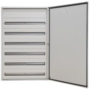 Aufputz-Verteiler JXJ, 6x 36TE, 160A 400VAC, 750x1200x140mm, oben, unten Kabeleinführungsplatten, Stahlblech verzinkt, -5..40°C, 6x FL21, Jumax JXJ 216-36, IP44 IK10, MaxPro, kieselgrau