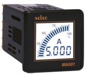 Digital Ammeter MA501, 4digits LCD backlight, analog bargraph indication, 1Ø-2Draht, 0..5AAC (5..5000A), sv 240VAC ±20%, ■52x52/ □46x46mm, IP65, Selec