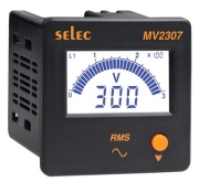 Digitalvoltmeter MV2307, 3stellige LCD-Hintergrundbeleuchtung, analoge Balkenanzeige, 3Ø-4Draht, 3Ø-3Draht, 50-480VAC (max 516V), vs 240VAC ±20%, ■76x76/ □68x68mm, IP65, Selec